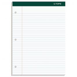 TOPS Docket Writing Pads, 8-1/2" x 11-3/4", Legal Rule, White Paper, 3-Hole  Punched, 100 Sheets, 3 Pack
