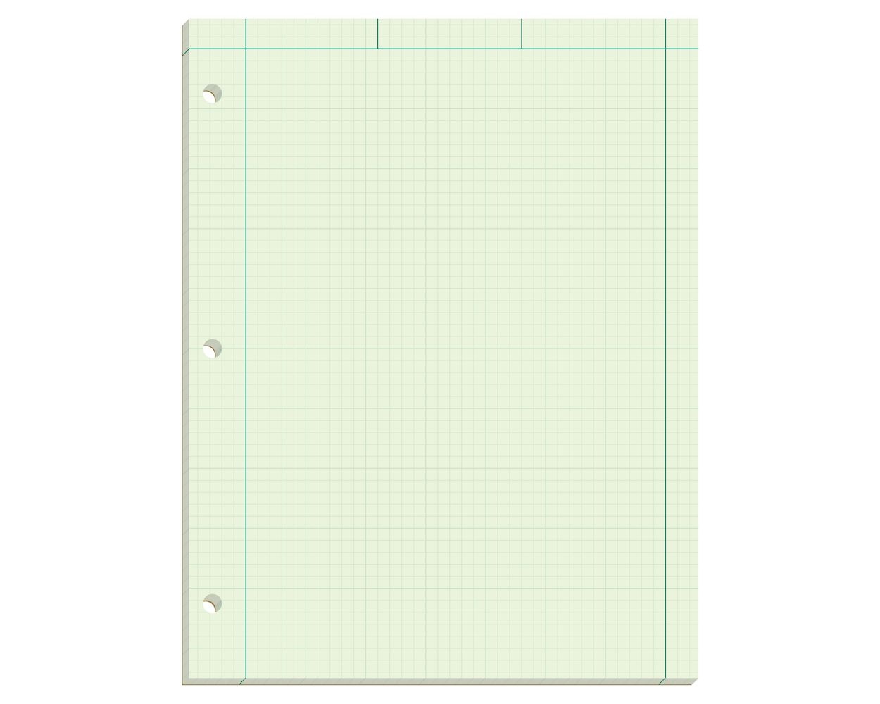 TOPS Engineering Computation Pad, 8-1/2" x 11", Glue Top, Graph Rule  (Grid-to-Edge 5 x 5), Green Tint Paper, 100 Sheets