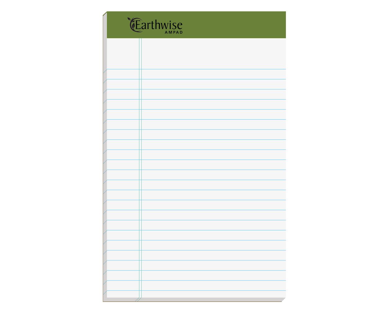 Earthwise by Ampad 100% Recycled Paper Legal Pad, 5"x8", White, Medium  Rule, 40 SH/PD, 6 PD/PK