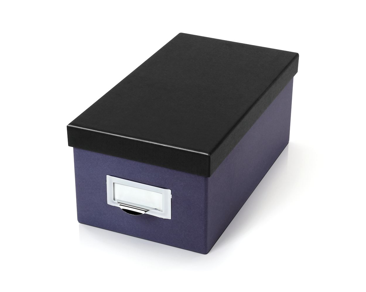 Oxford® Index Card Storage Box, 4" x 6", Indigo, Black Lid