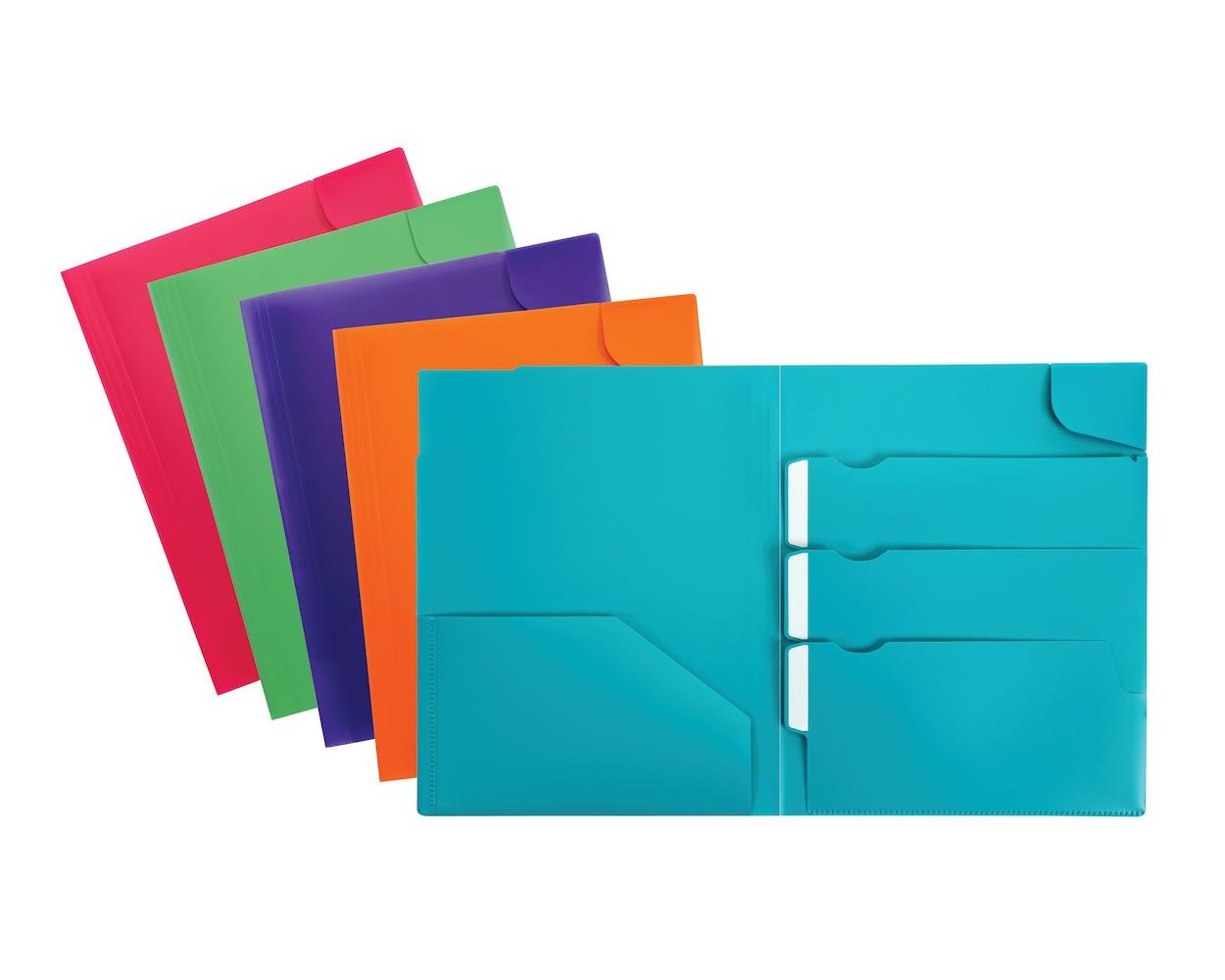 Oxford Divide-It-Up®4-Pocket Poly Folder, Assorted