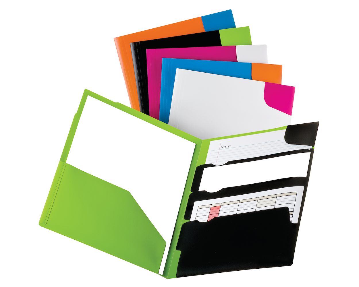 Oxford Divide-It-Up 4 Pocket Twisted Twin Portfolio, Poly, Assorted Colors,  25 Per Carton